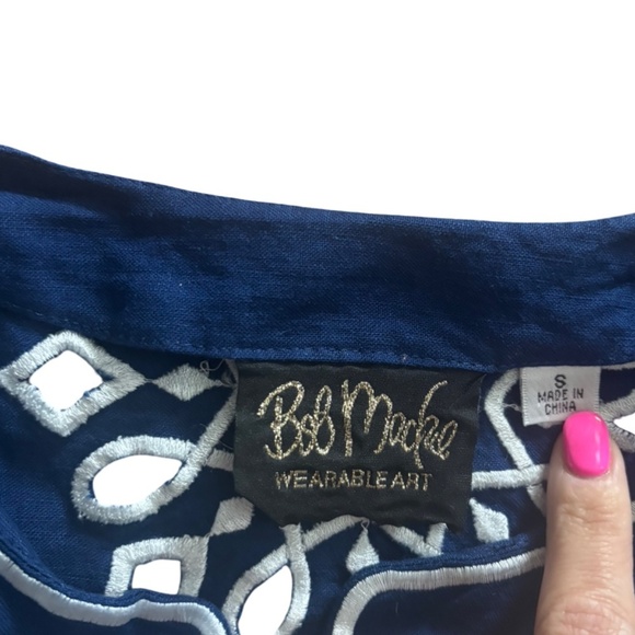 Vintage Y2K Bob Mackie Wearable Art Linen Open Front Embroidered Top - Small - Picture 2 of 2